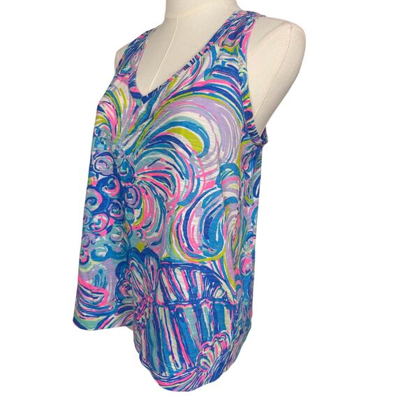 Lilly Pulitzer Tropical Print Racerback Tank Top Multicolor Size S - Picture 2 of 4